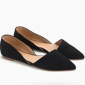 J. CREW | Zoe Rich Black Suede D'Orsay Classic Pointed Toe Flats Shoes Sz. 7